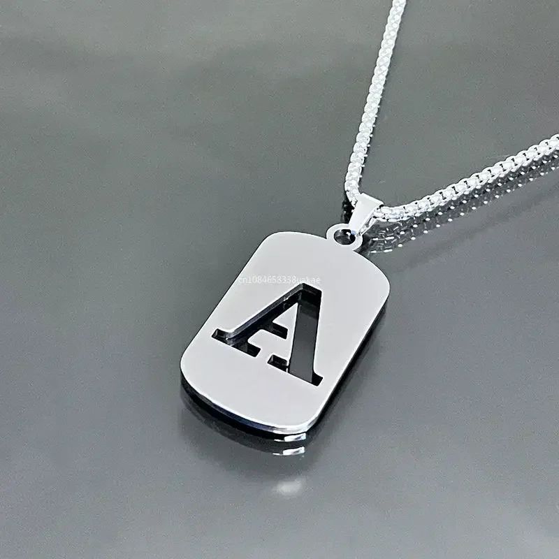 Colares de pingente de aço inoxidável com letra inicial A-Z da moda punk para homens e mulheres, atacado, joias, colar, joias góticas