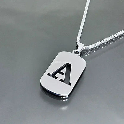 Colares de pingente de aço inoxidável com letra inicial A-Z da moda punk para homens e mulheres, atacado, joias, colar, joias góticas