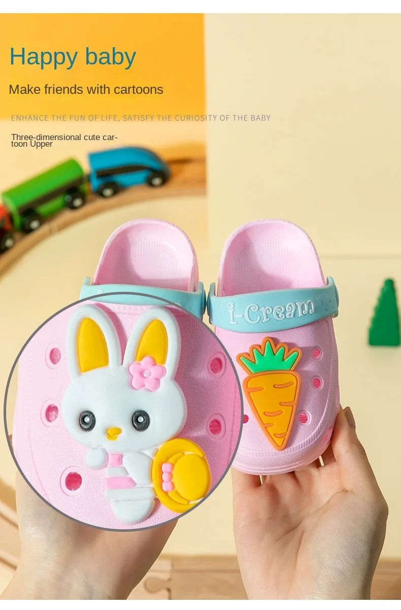 Summer Kids Sandals Hole Children's Shoes Slippers Soft Anti-Skid Cartoon DIY Design Hole Baby Shoes Sandy Beach For Boys Girls