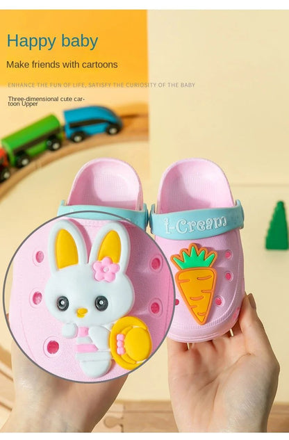Summer Kids Sandals Hole Children's Shoes Slippers Soft Anti-Skid Cartoon DIY Design Hole Baby Shoes Sandy Beach For Boys Girls