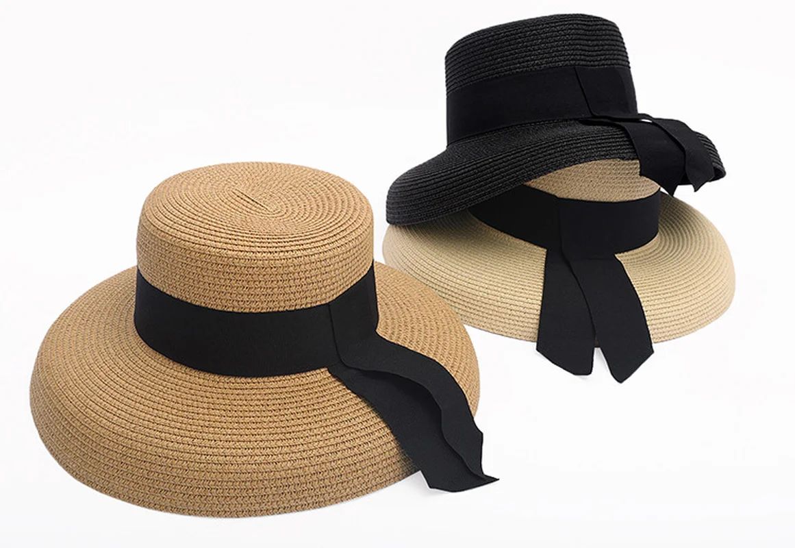 Summer Flat Bonnet, Big Eaves Fisherman Cap, Japanese Hepburn Style, Handmade Women Beach Holiday Fold Temperament Sun Hat