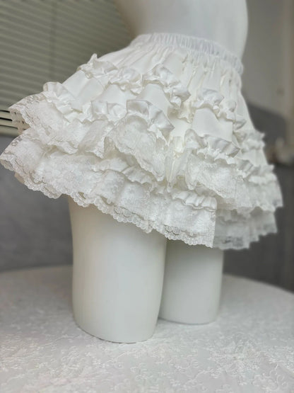 Sweet White High Waist Ballet Style Fluffy Mini Skirt Women's Fashionable New 2025 Polyester Fiber Half-length Skirt