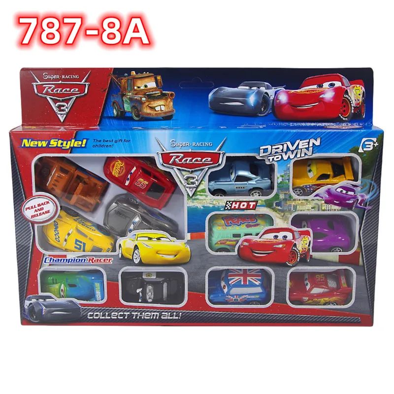12 peças Disney Pixar Relâmpago McQueen Jackson Storm Mate carro modelo de PVC brinquedo para presente de aniversário infantil
