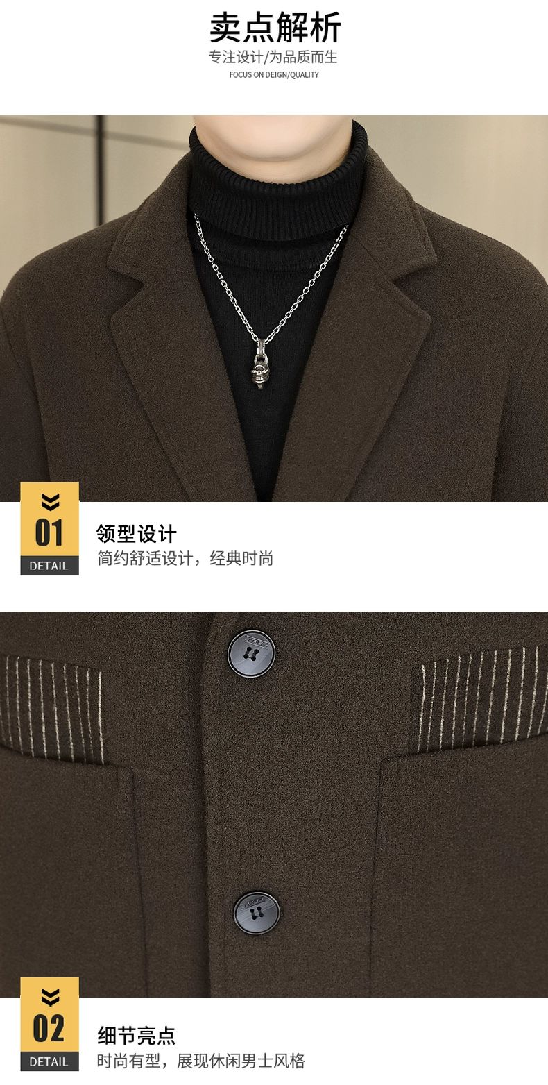 Men's Long Over-the-Knee Trench Coat Youth Black Business Casual Suit Collar Overcoat Mid-Length Trench Coat