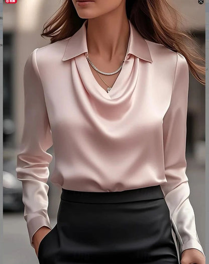 Women Fashion Solid Color Shirt Collar Blouse Tops 2025 Spring Autumn Casual Long Sleeve Office Shirt Elegant Top Female Blouses