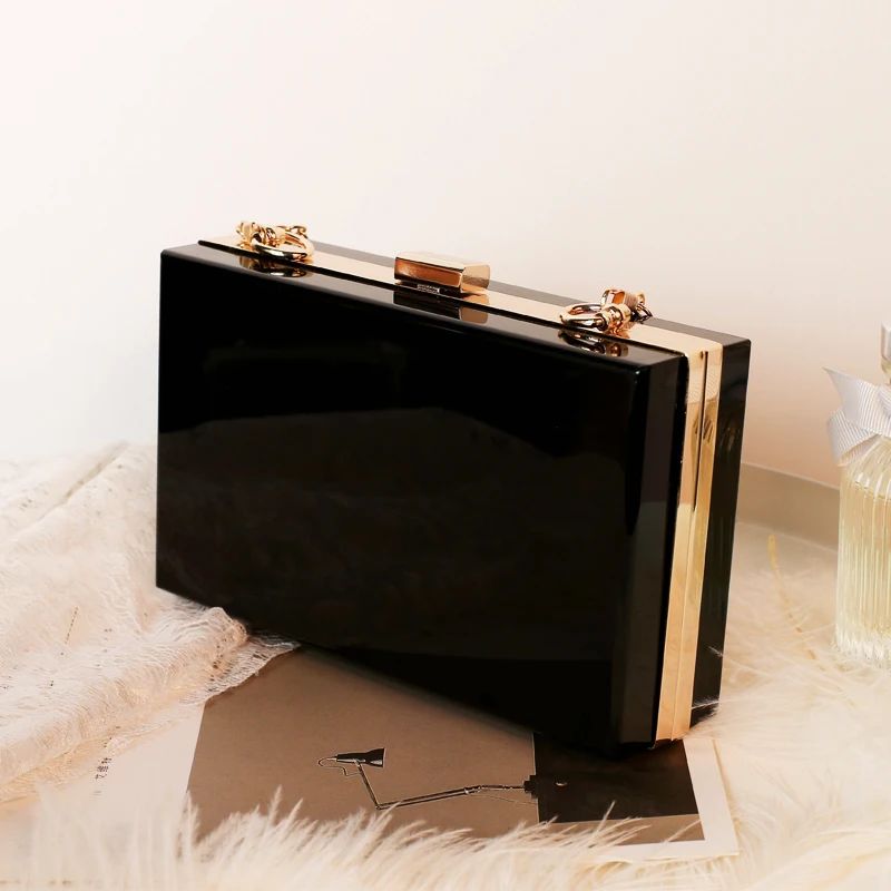 Clear Acrylic Box Evening Clutch Bags Women Boutique Chain Transparent Woman‘s Clutch Bag Purse and Handbags Wedding Party Ins