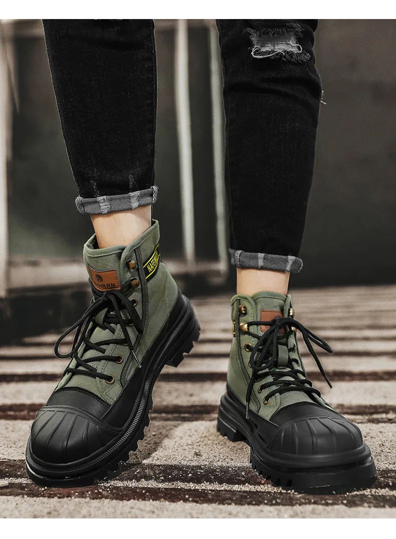 Men's Shoes  Autumn and Winter Breathable High-top Boots Heightened Thick-soled All Match Canvas Casual Shoes Mens Boots