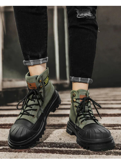 Men's Shoes  Autumn and Winter Breathable High-top Boots Heightened Thick-soled All Match Canvas Casual Shoes Mens Boots