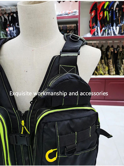 Colete Salva-Vidas Multifuncional Para Pesca ao Ar Livre Um Item Essencial para Segurança Múltiplos Bolsos Para Armazenamento Material Flutuante