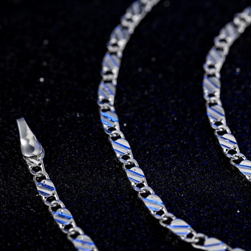 Men Women 2mm Flat Clavicle Chain Necklace S925 Sterling Silver Hypoallergenic Never Fade Multi Size 40-75cm Minimalist Fine Jewelry Gift Christmas Wedding Birthday Anniversary Wholesale