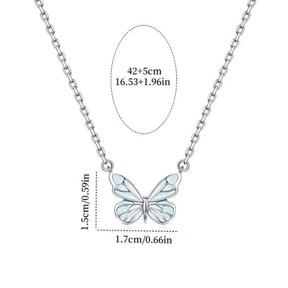 2025 Novo Colar Borboleta Feminino Simples Luz Luxuosa Moda Novo Azul Luminoso Borboleta Corrente Clavícula Presente de Festa Feminino