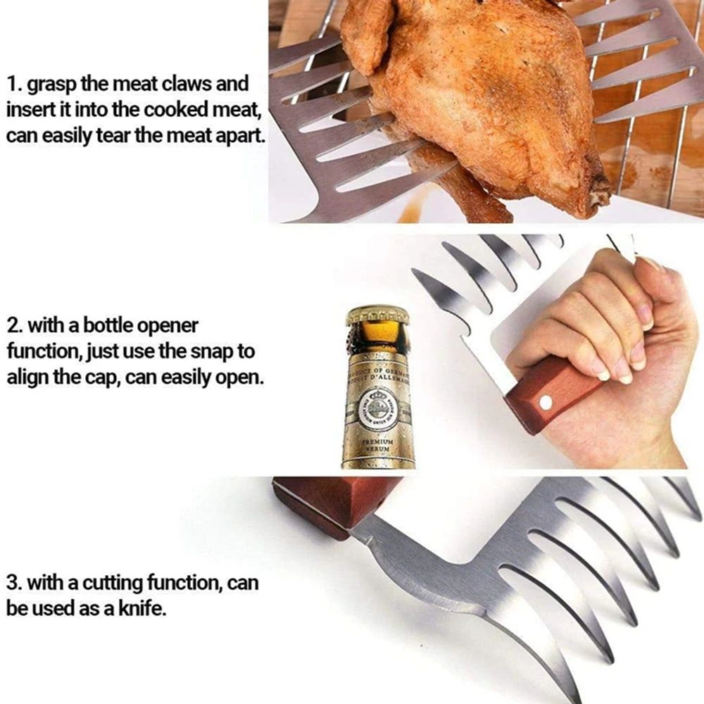 Outdoor Barbecue Fork Shredde Bear Claws Pull Shred Pork Meat Clamp Manual Roasting Fork Kitchen Tool Accessories BBQ Tools