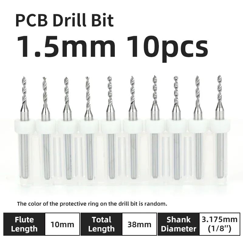 Broca PCB 10pcs Conjunto de Brocas Micro Diâmetro de Aço Tungstênio 1/8" Cabo Fixo Mini Broca CNC 0.1-3.175mm