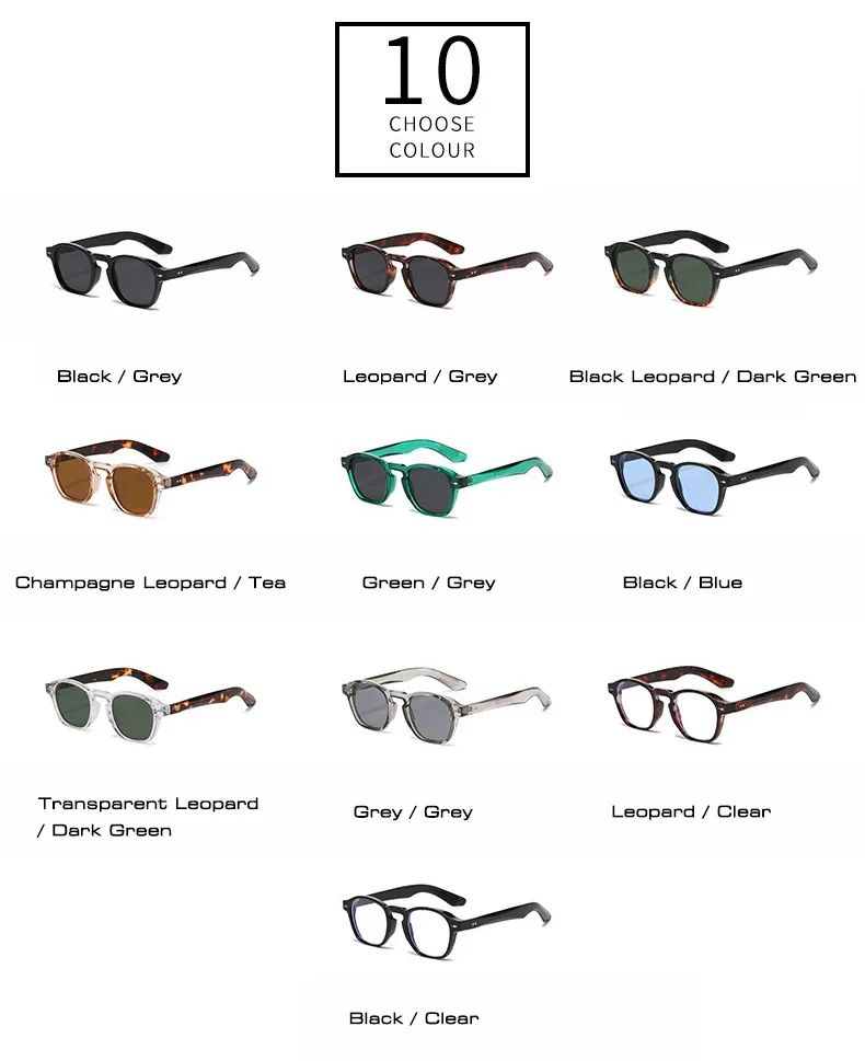 JNPCXI Retro Rivets Men Square Sunglasses Fashion Blue Green Trending Shades UV400 Women Clear Frame