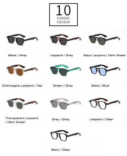 JNPCXI Retro Rivets Men Square Sunglasses Fashion Blue Green Trending Shades UV400 Women Clear Frame