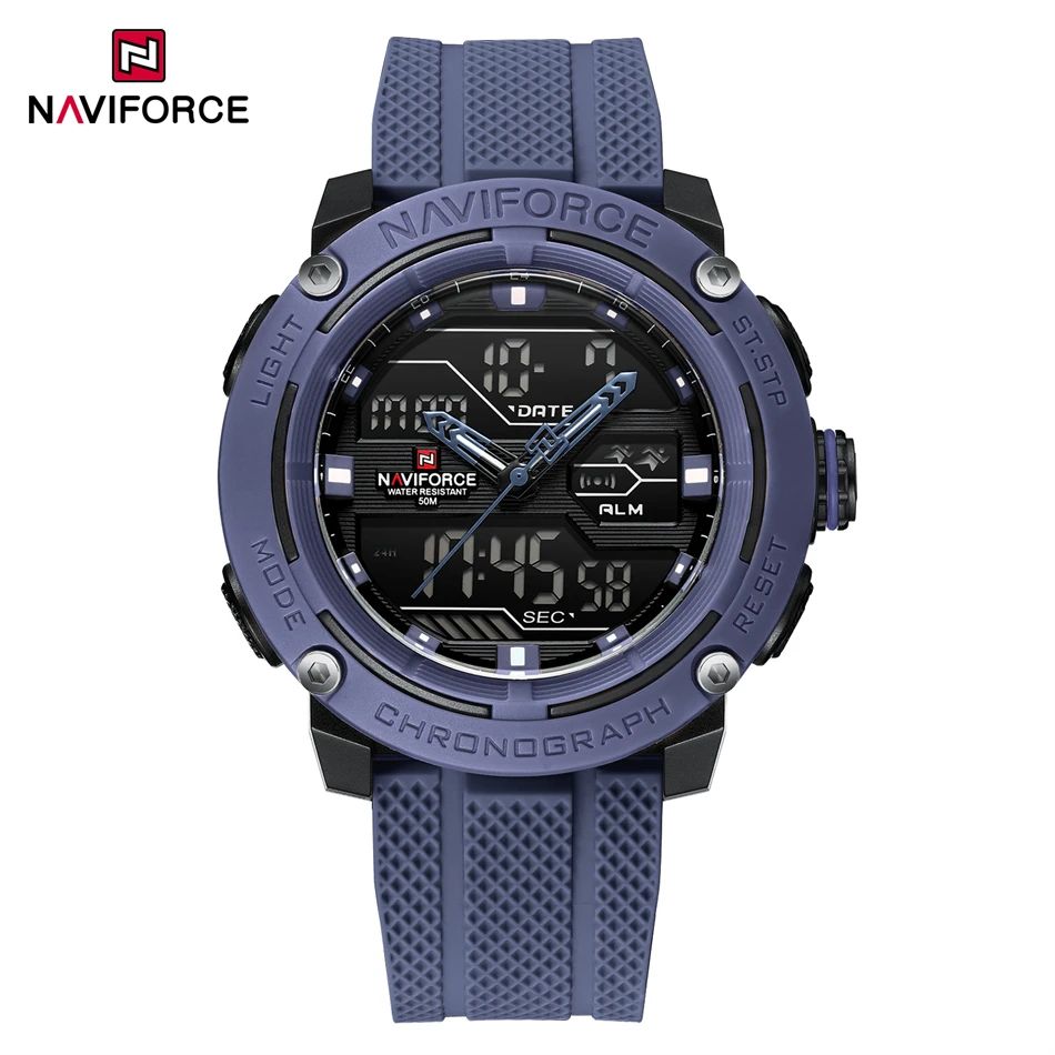 NAVIFORCE Sport Watch for Men Waterproof Dual Display Quartz Wristwatch Mens Digital Date Clock Military Stopwatch Reloj Hombre