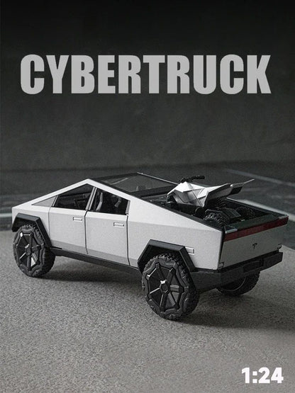 Alloy Model Carro 1:24 Diecast Miniatura Metal Picape Veículo Presente de Aniversário para Crianças Colecionáveis Van Caminhão Tesla Cybertruck Brinquedo para Meninos