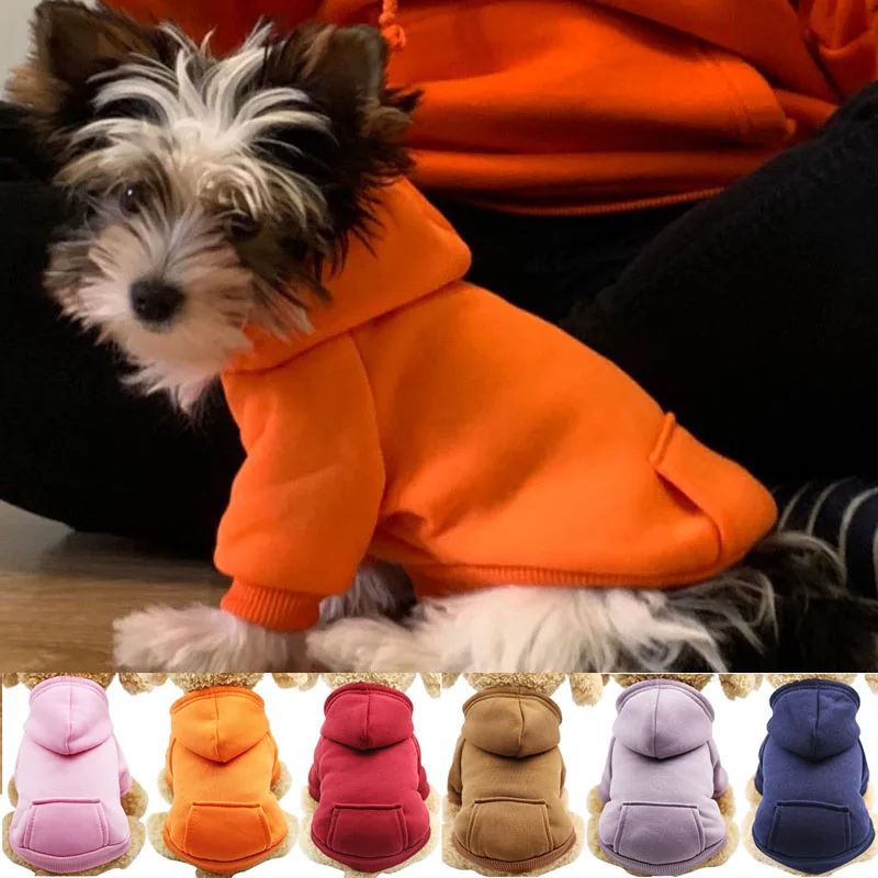Moletons Sólidos para Cães Roupas para Pets Pequenos Casacos Jaquetas Moletom para Chihuahua Fantasia de Gato Roupinhas de Algodão para Pets