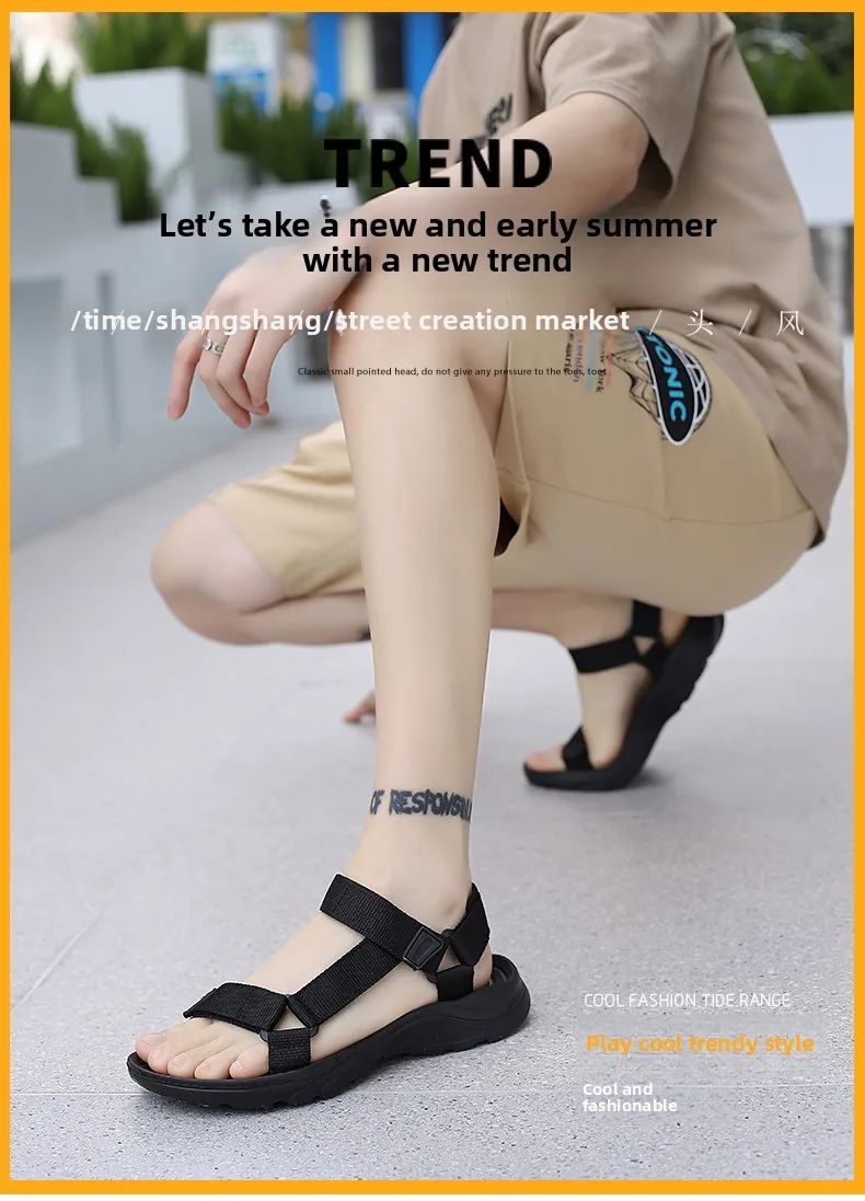 Men Sandals Non-slip Summer Flip Flops High Quality Outdoor Beach Slippers Casual Shoes Cheap Men's shoes Water Shoes 9072