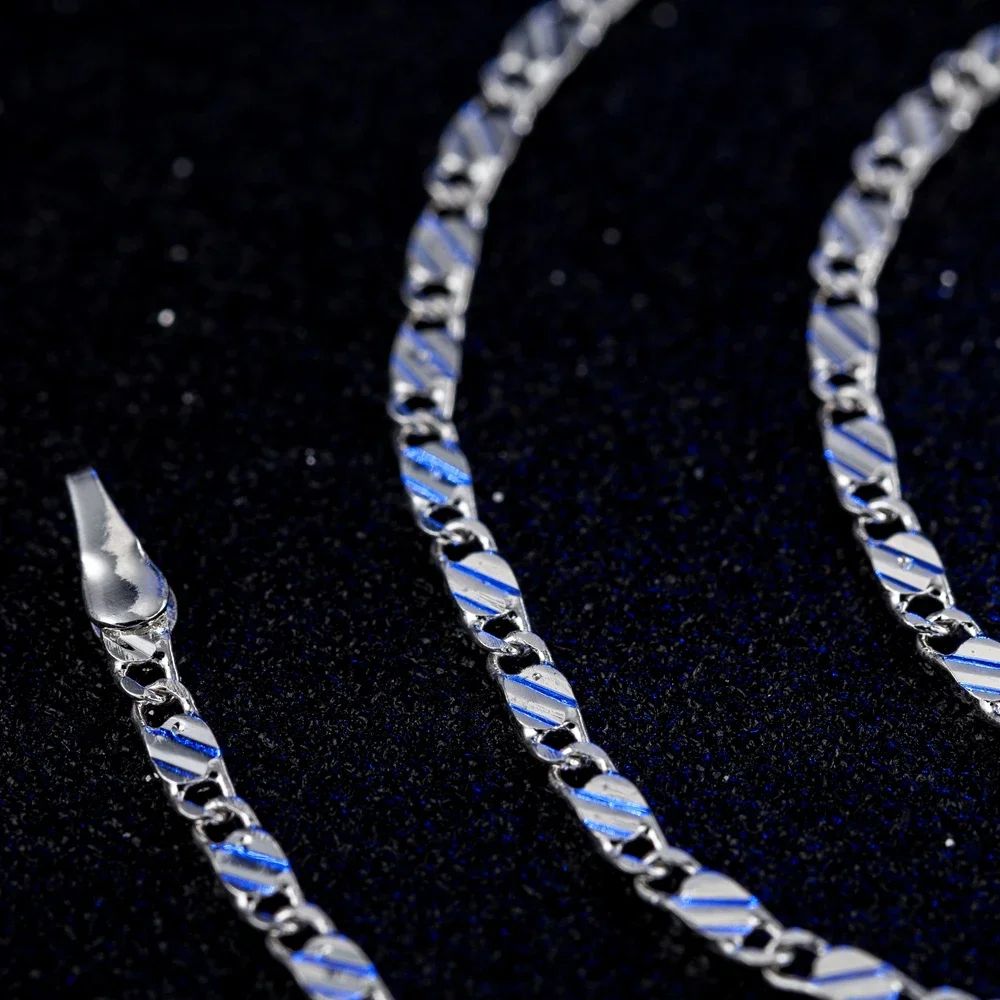 Men Women 2mm Flat Clavicle Chain Necklace S925 Sterling Silver Hypoallergenic Never Fade Multi Size 40-75cm Minimalist Fine Jewelry Gift Christmas Wedding Birthday Anniversary Wholesale