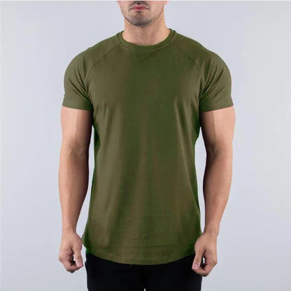 Plain Summer Cotton Breathable Short Sleeve Shirts Gym Sport Workout Muscle Running T-shirts Mens Bodybuilding Fitness Clothing