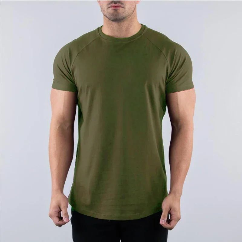 Plain Summer Cotton Breathable Short Sleeve Shirts Gym Sport Workout Muscle Running T-shirts Mens Bodybuilding Fitness Clothing