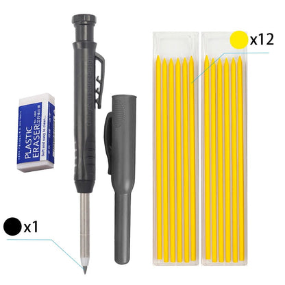 3Colors Refill 2.8mm Solid Carpenter Pencil Set Mechanical Pencil Cap Carpentry Marking Scriber Construction Woodworking Tools