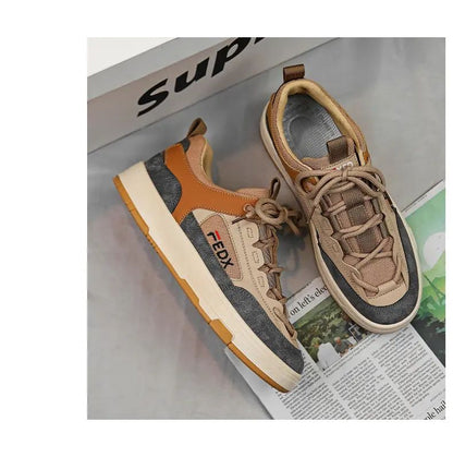 Bread Shoes for Men Trendy Board Shoes Niche Design Breathable Retro Chunky Sneakers Luxury Designer Male Casual Vulcanize Shoe