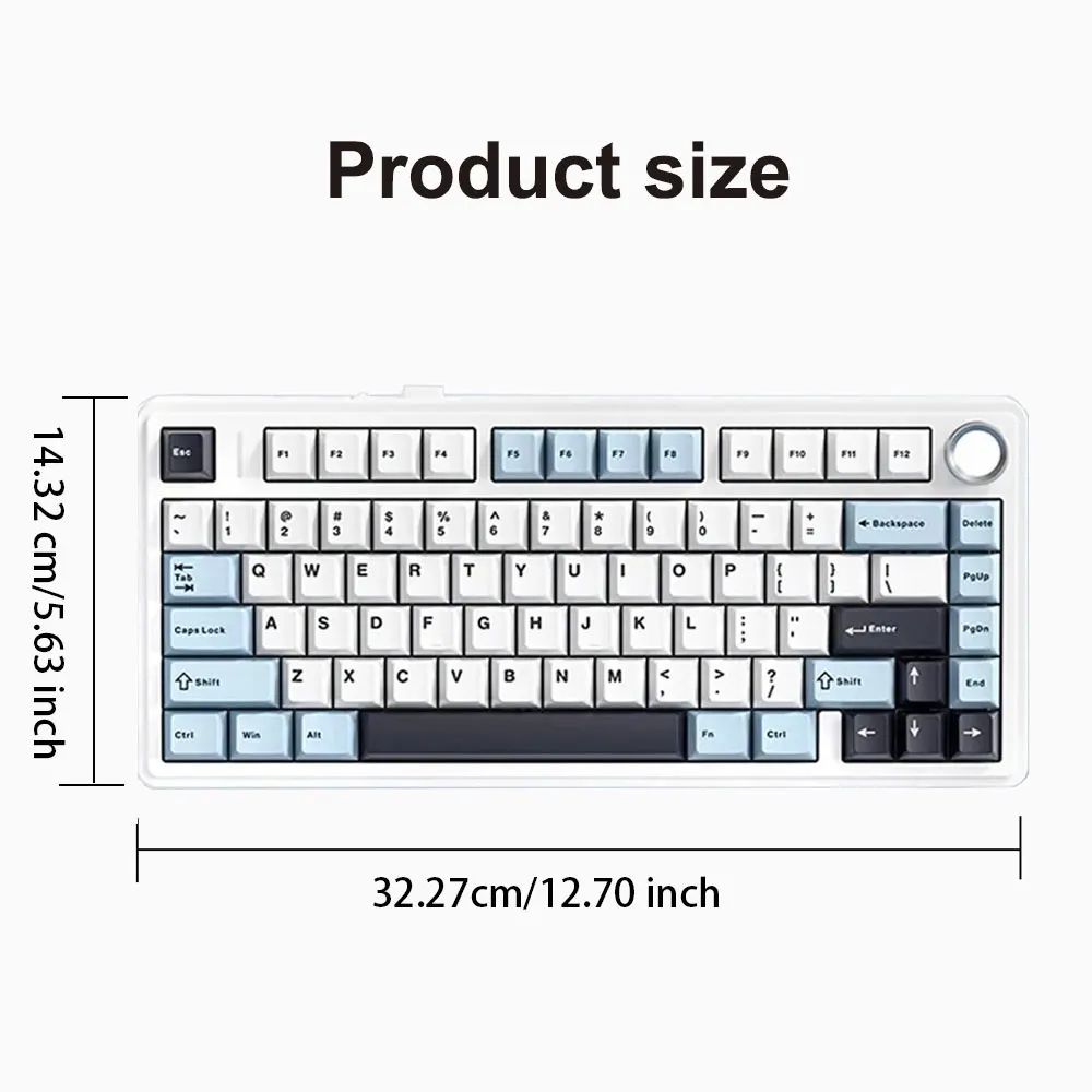 Teclado Mecânico Gamer AULA F75 RGB Layout 75% Gravação Lateral Gasket Mounted Personalizado 80 Teclas Keycaps PBT Teclado Sem Fio