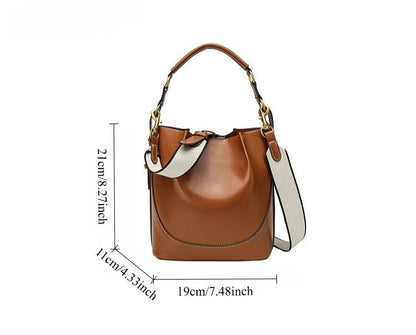 2025 Women's Large Capacity Bucket Bag with Wide Shoulder Strap Single Shoulder Handbag Drawstring Handheld Crossbody Bag