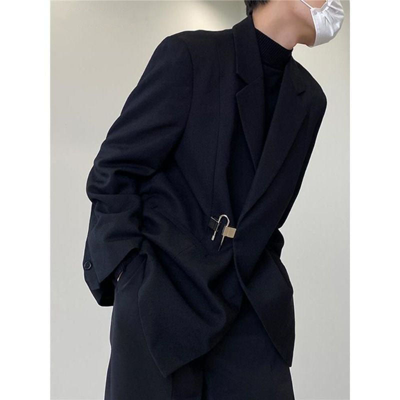 Casual Suit Jacket Men's Spring Summer Blazers Solid Color Long Sleeves Turndown Collar Pockets One Button Tops Jackets
