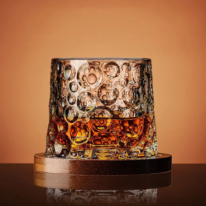 Copo de Uísque com Base, Copos de Uísque de Cristal Giratórios, Taça de Vinho e Brandy para Bar e Casa