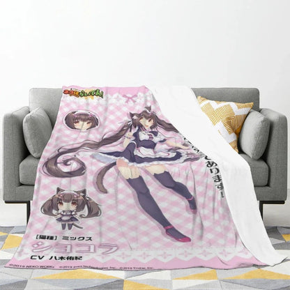 Anime Nekoparas Kawaii Cute Comfortable Flanne Blanket Soft comforter sets throw for Couch Warm Flannel Blankets Bedroom Décor