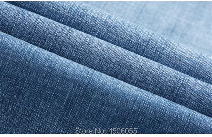 Summer Shorts Calf Length Trousers Plus Size 48 42 Men Denim Elastic Stretched Thin Jean Oversized Classic Straight Streetwear