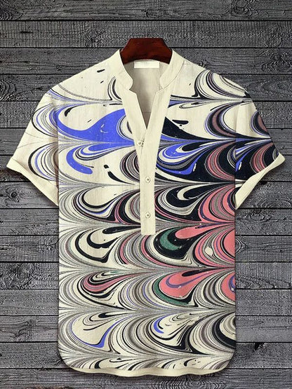 Spring and summer men's and women's shirts independent station casual fish pattern Hawaiian style printed shirts men's tops