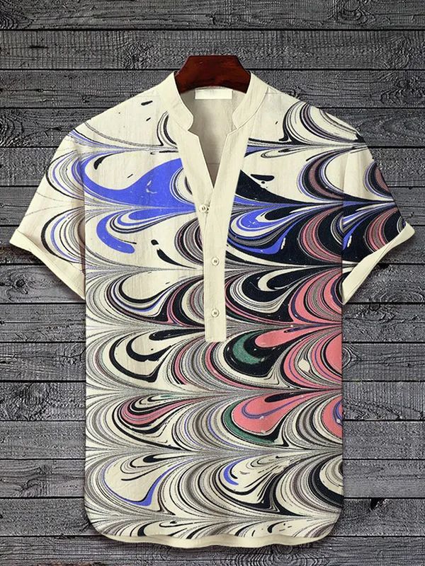 Spring and summer men's and women's shirts independent station casual fish pattern Hawaiian style printed shirts men's tops