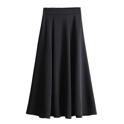 Plus Size High-waisted Slimming Black Draped Skirt Medium-length Umbrella Skirt For Women Thinning A- line Body Shaper