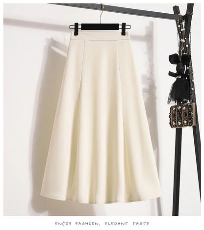 Ladies' Summer High Waist Plus Size Skirts 2026 Mid To Long Flowing Suit Skirt New Style Casual Solid Color A-line Skirt