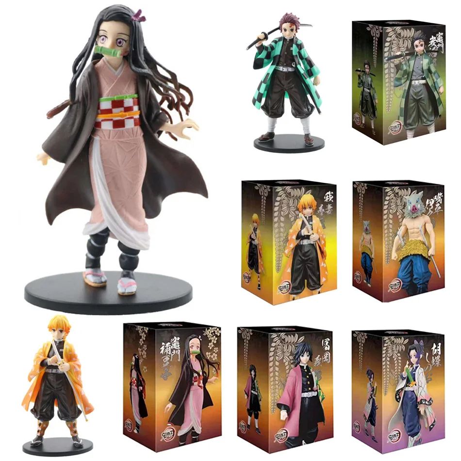 Anime Demon Slayer Kimetsu no Yaiba figura Kamado Tanjirou Boneco de Ação Agatsuma Zenitsu Nezuko Guerreiro PVC Modelo Brinquedos