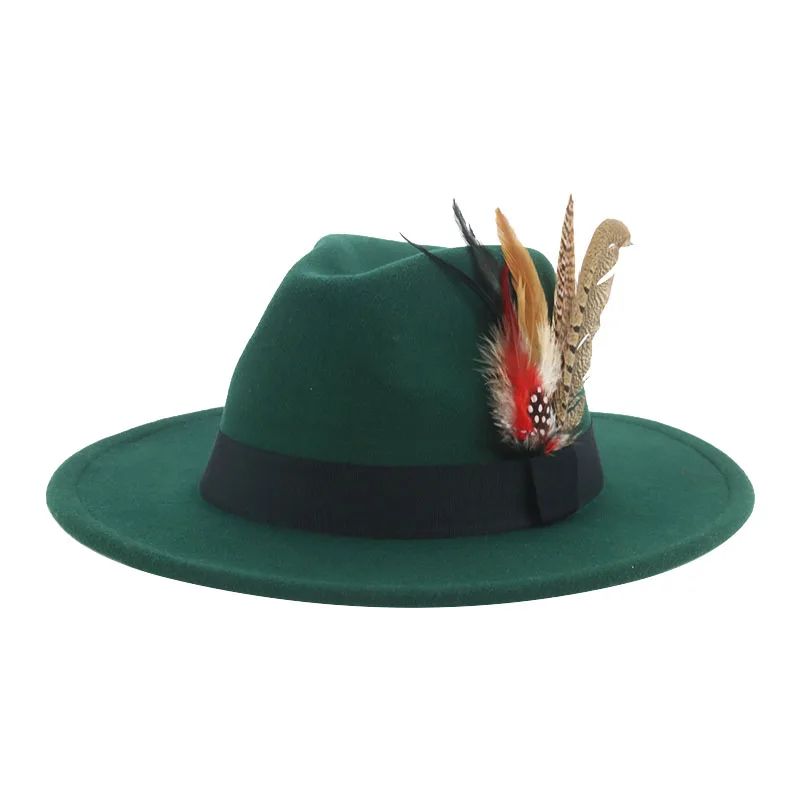 Chapéu Fedora Inverno Feminino Chapéus Masculinos Chapéu de Feltro Pena Luxo Moda Casual Decoração Casamento Homens Mulheres Fedora Chapeau Femme Touca