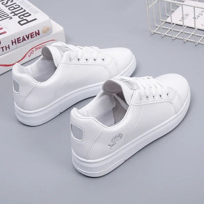 Women Leather Pu Casual Shoes New 2024 Woman Shoes Fashion Embroidered White Sneakers Breathable Flower Lace-Up Women Sneakers