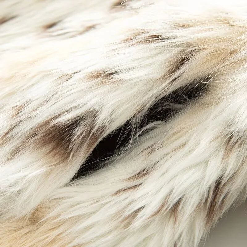 Animal Print Winter Women Artificial Fur Coat Street Style Fashion Elegant Lady Tops Jacket Casual Warm Clothing Streetwear