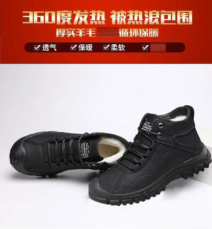 2025 Quente Venda Inverno Novo Sapatos de Algodão Mais Lã Grossa Casual Sapatos Esportivos Masculinos Tênis Cano Alto de Couro Moda Botas de Neve