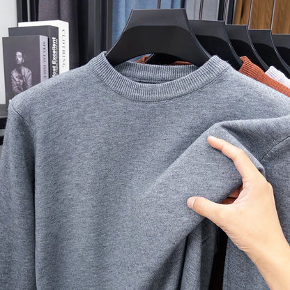 2025 New Men's Casual Sweater Round Neck Long Sleeve Knitted Sweater Diamond Pattern Fashion Versatile Top