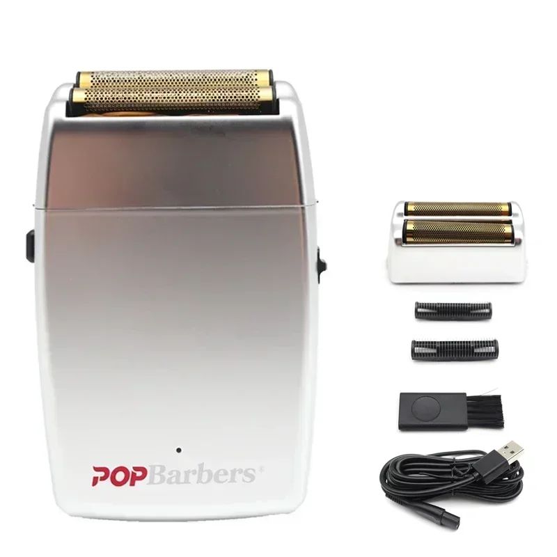 New 11000 RPM 7W Pop Barbers P620 Professional Electric Men's Beard Trimmer Double Foil Shaver Electric Shaver USB Hair Clipper