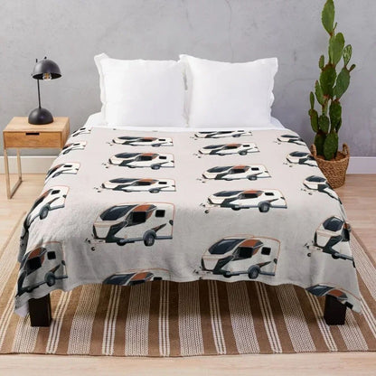 BASE CAMP Caravan with Honeycomb pattern Throw Blanket Soft Big Decorative Beds Sleeping Bag Sofa Quilt Blankets
