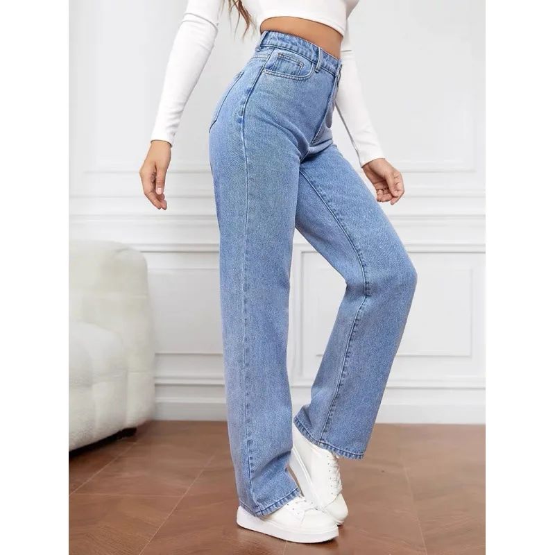 2000s Jeans Women High Waist Wide Leg Straight Y2K Jean Women's Loose Fit Denim Trousers Comfortable Plus Size Casual Pants