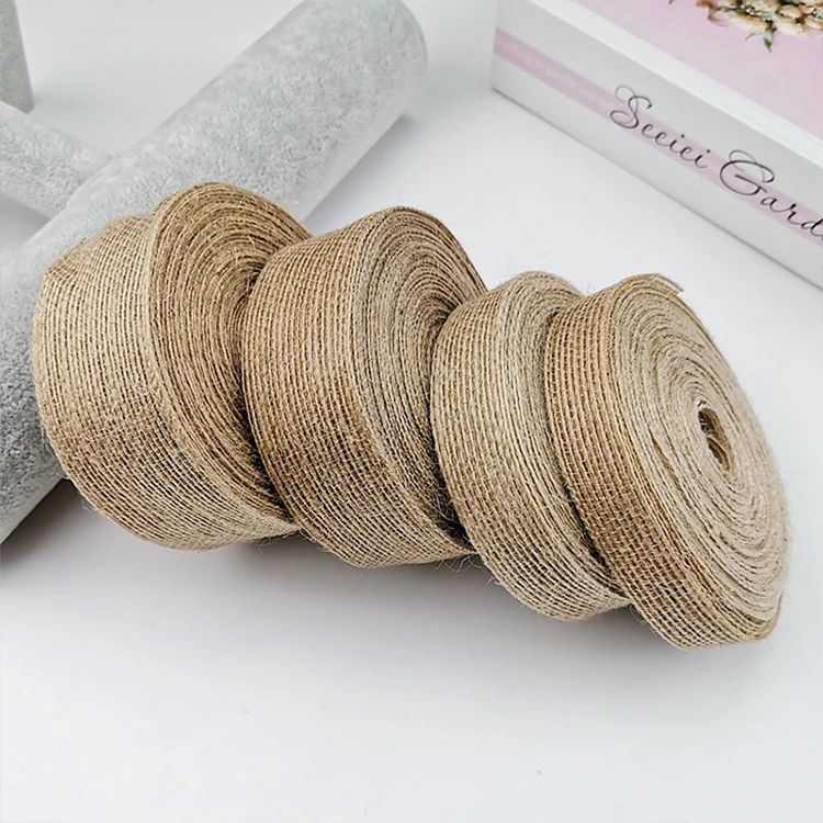 10M 15-50mm Ribbon for Bows Gift Ribbon Natural Jute Christmas Ribbon Roll DIY Vintage Wedding Apparel Sewing Supplies Ribbons