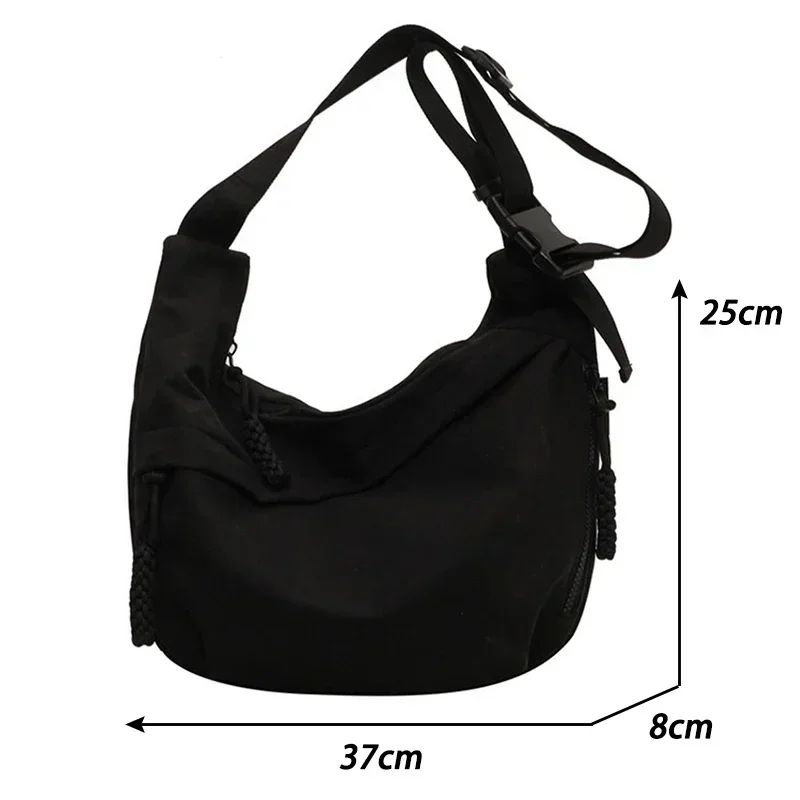 Fashion High Capacity Solid Color Single Shoulder Totes Bag Nylon Hobos Crossbody Bags Solid Casual Zipper Women's Bags