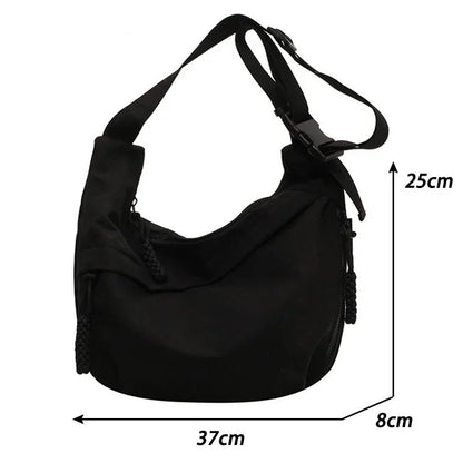 Fashion High Capacity Solid Color Single Shoulder Totes Bag Nylon Hobos Crossbody Bags Solid Casual Zipper Women's Bags